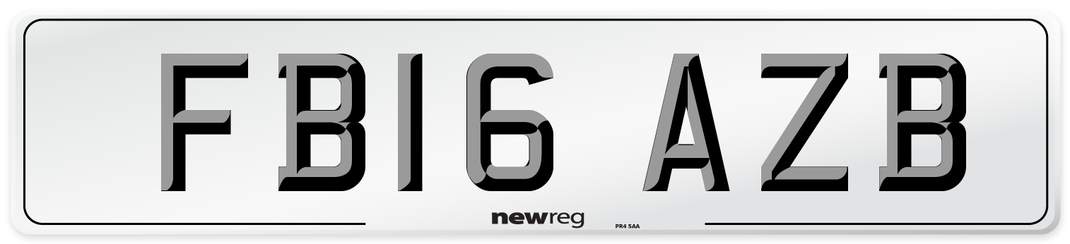 FB16 AZB Number Plate from New Reg